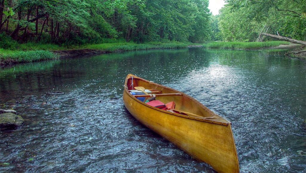 The haunted paint rock river with a canoe
