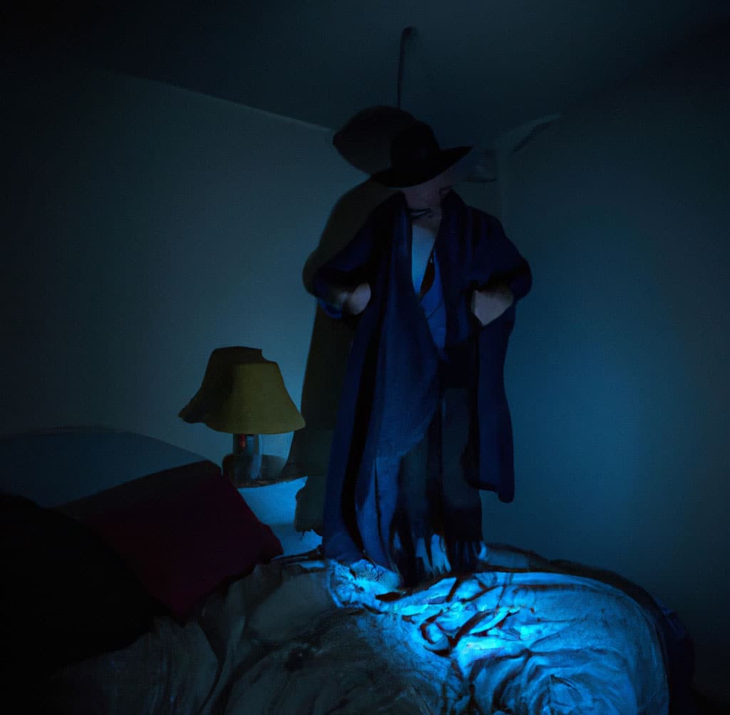 The Hat Man Stands in the Corner of the Room